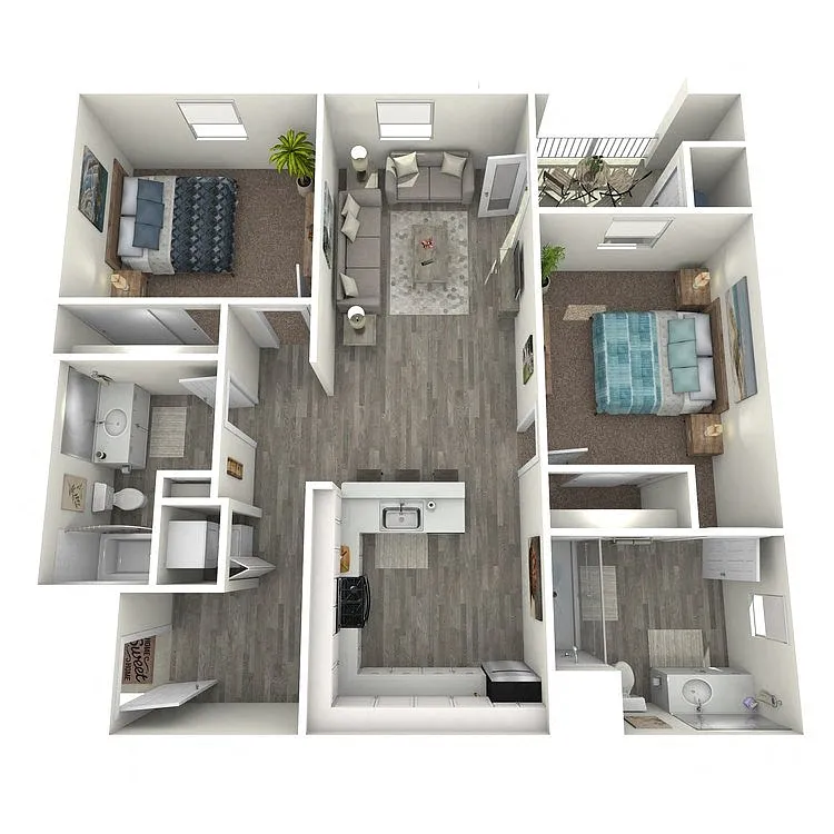 Floor plan Two Bedroom Two Bathroom A