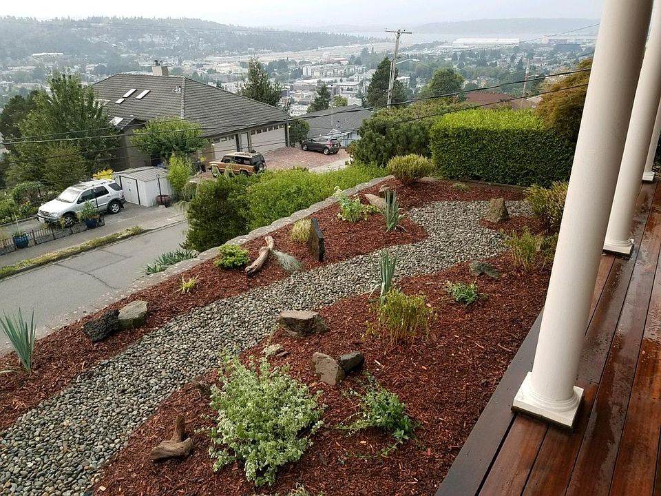 Newly landscaped low maintenance front yard