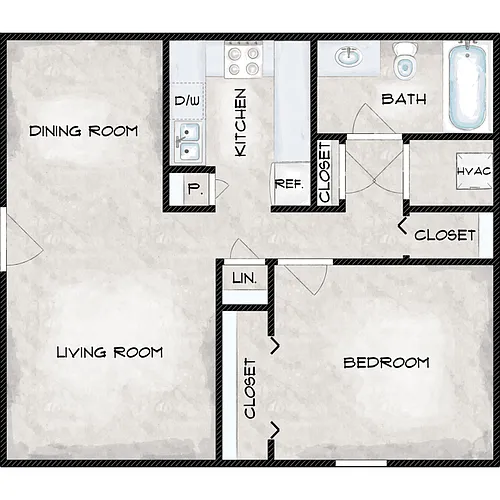 Floor plan 1 Bed 1 Bath