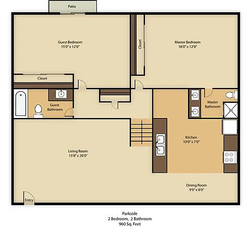 Floor plan 2 BED 2 BATH