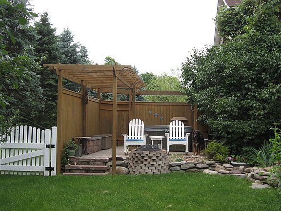 Patio with hot tub