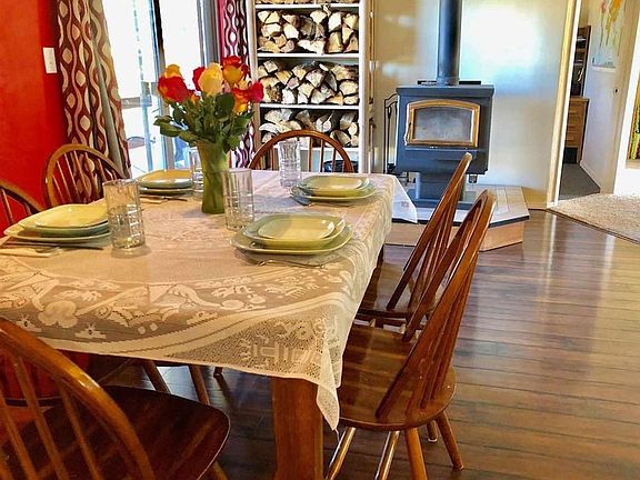 Dining room and wood stove