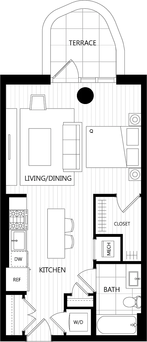 Floor plan Studio/1 Bath-A3
