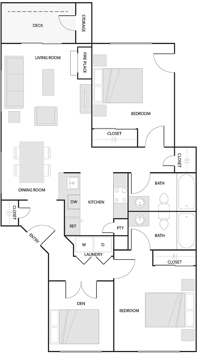 Floor plan 2 Bed/2 Bath-C