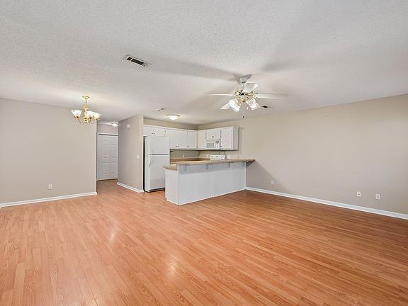 Kitchen, dining, living rooms