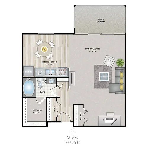 Floor plan Studio F