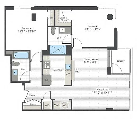 Floor plan 2 Bed/2 Bath-S