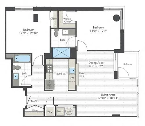Floor plan 2 Bed/2 Bath-S