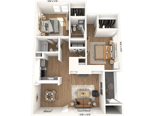 Floor plan B2-1147sf-Renovated-II