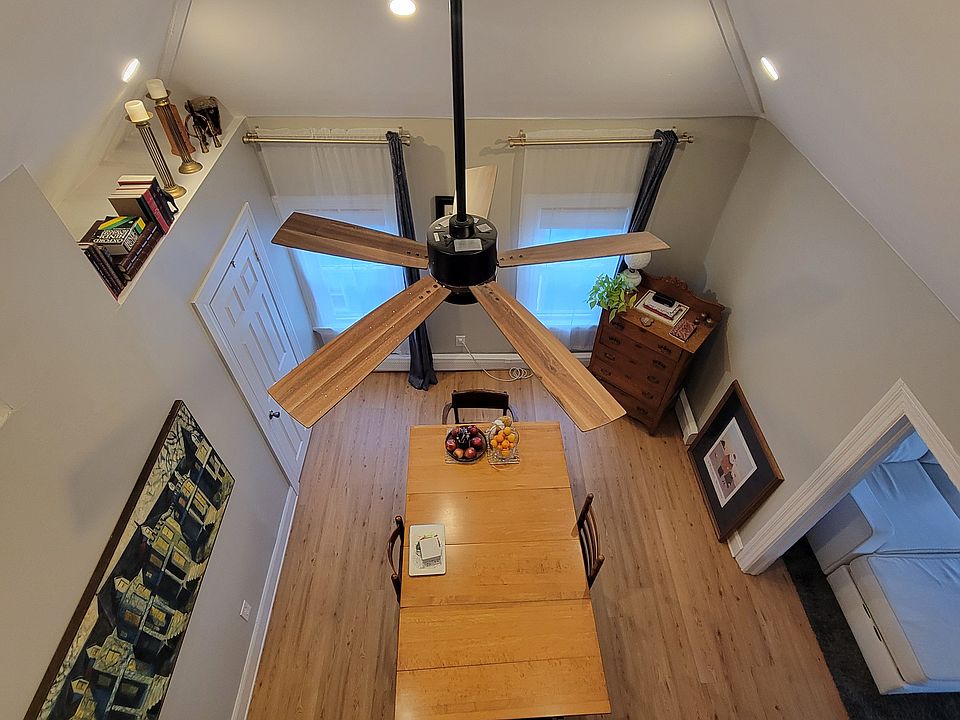 Looking down from loft.