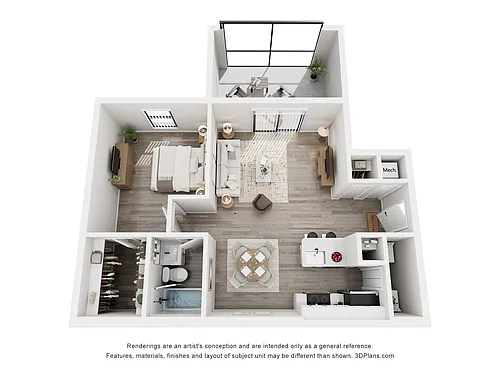 Floor plan Banyan | 1 Bed | 1 Bath | Premium