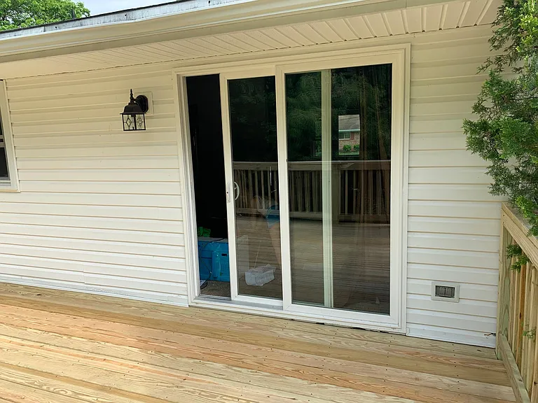 Sliding glass door into dining room