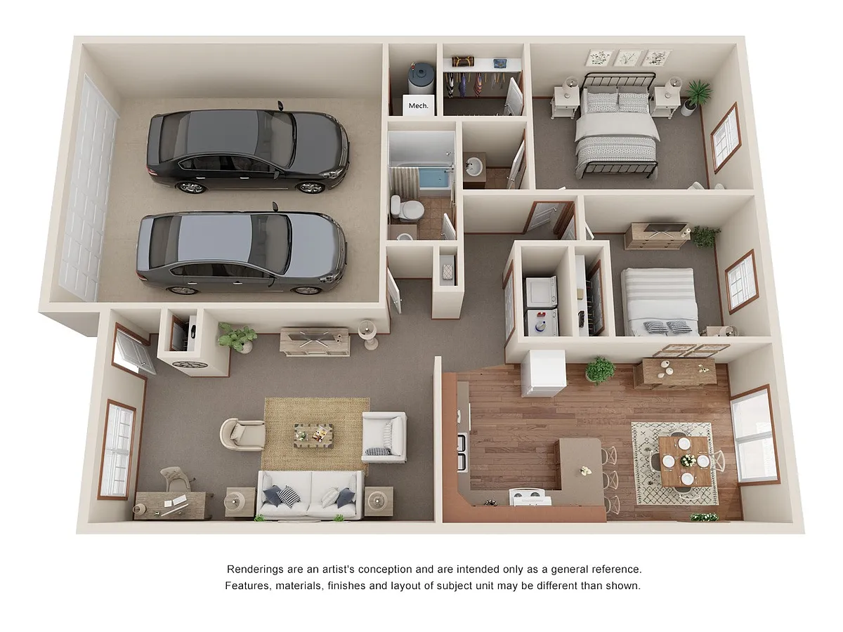 Floor plan 2 Bed | 1.5 Bath Ranch