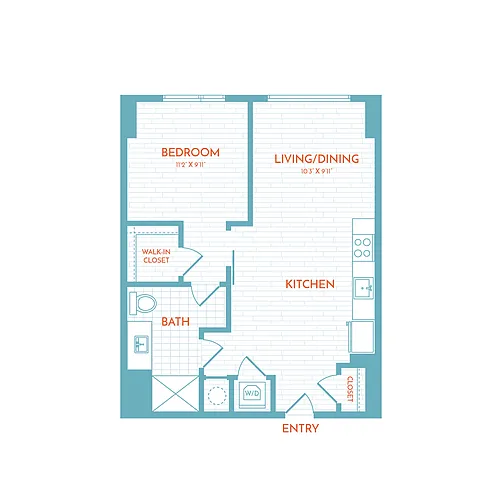 Floor plan C2 | 1 Bed | 1 Bath
