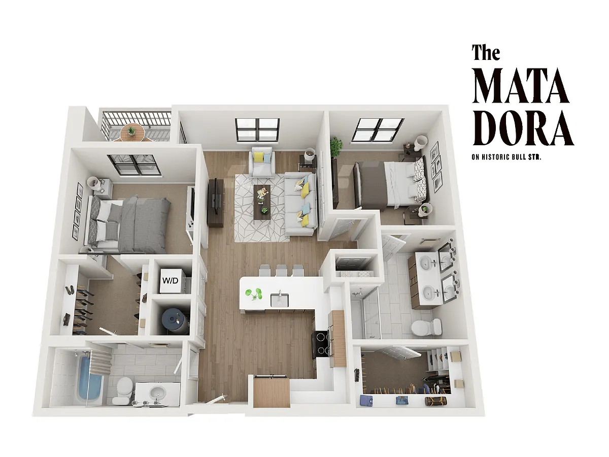 Floor plan 2S Two Bedroom / Two Bath