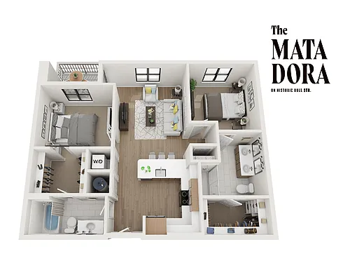 Floor plan 2S Two Bedroom / Two Bath