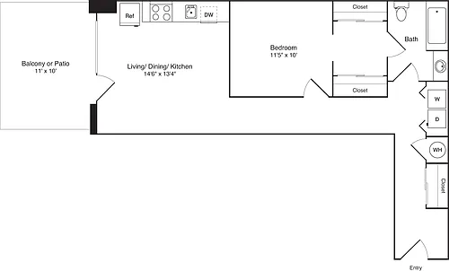 Floor plan 1 Bedroom D