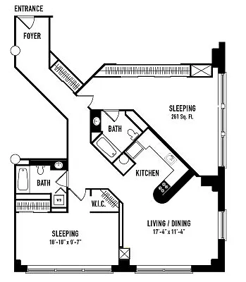 Floor plan 2 Bedroom F1