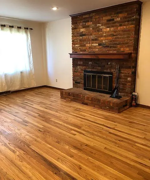 Living room with working fireplace