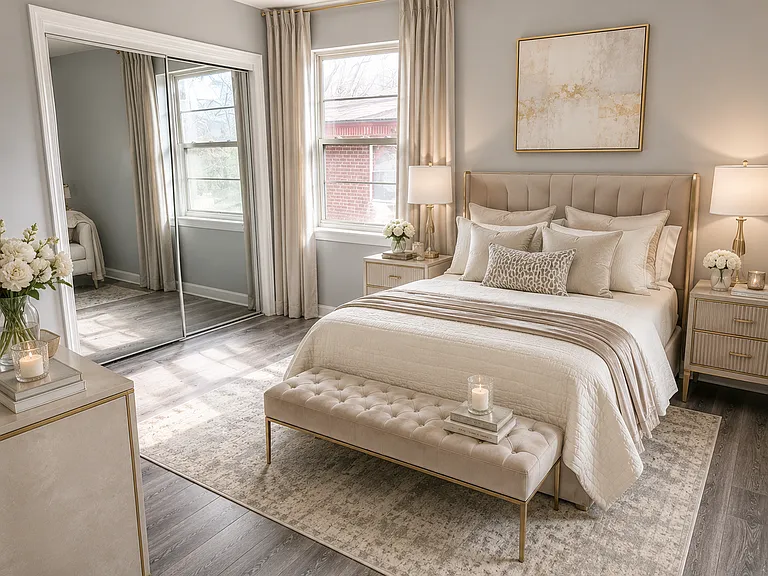 Bedroom #2, fully remodeled with plenty of natural light