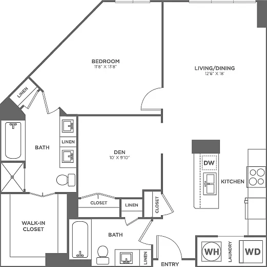 One Bedroom One Bath With Den (995 SF) One Bedroom One Bath With Den (995 SF)