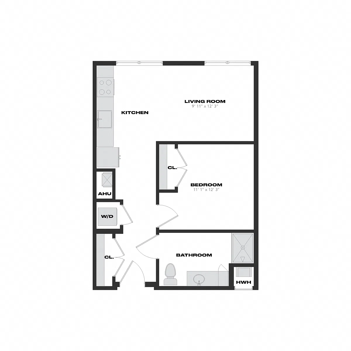 Floor plan 1 Bed/1 Bath-J1