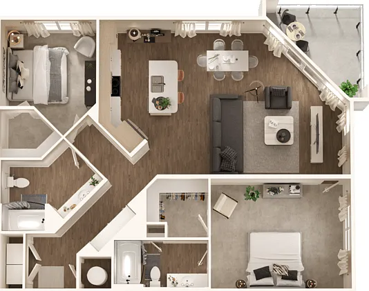 2BA floor plan The Leo LoSo