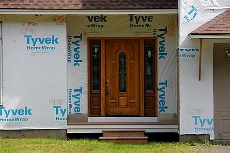 Leaded entry door, solid oak