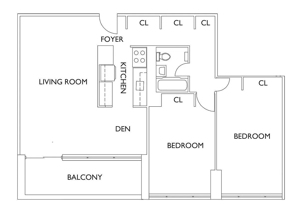 Floor plan WEST SIDE MARQUIS - 2 Bedrooms One Bathroom