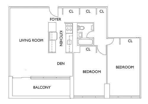 Floor plan WEST SIDE MARQUIS - 2 Bedrooms One Bathroom