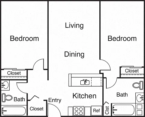 Floor plan 2 Bedroom 2 Bathroom A