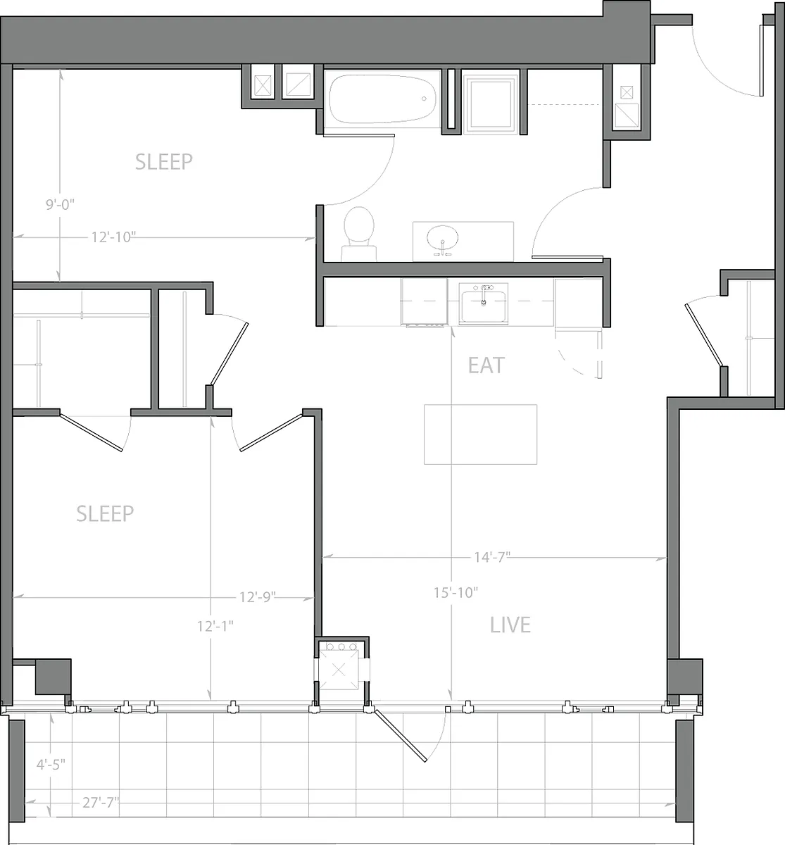 Floor plan Penthouse O with Deck