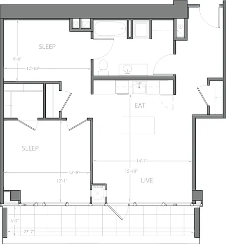 Floor plan Penthouse O with Deck