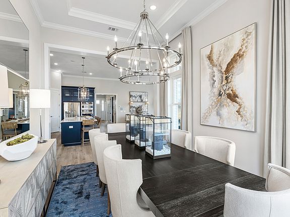 Dining room with elegant lighting