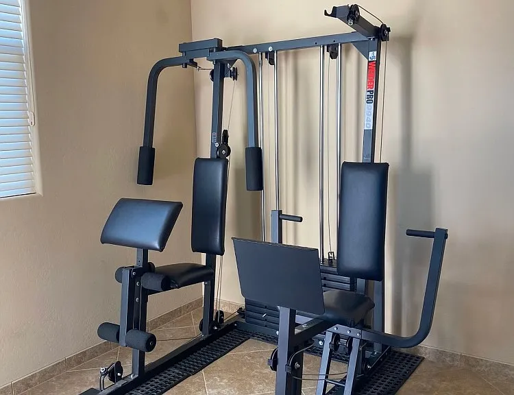 This is the style of workout equipment in our garage. It works fine but honestly, it's quite hot in the garage in the summer.