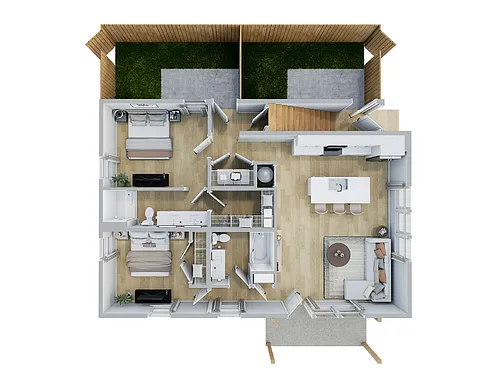 Floor plan 2br Stacked Duplex - Ground Floor