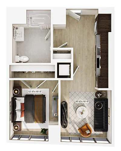 Floor plan 1 Bed/1 Bath-A6 ADA