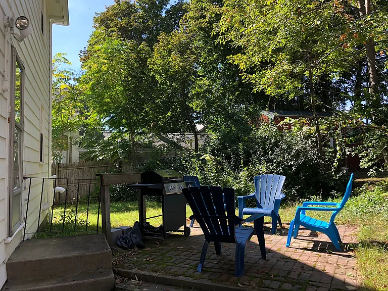 Backyard with patio.