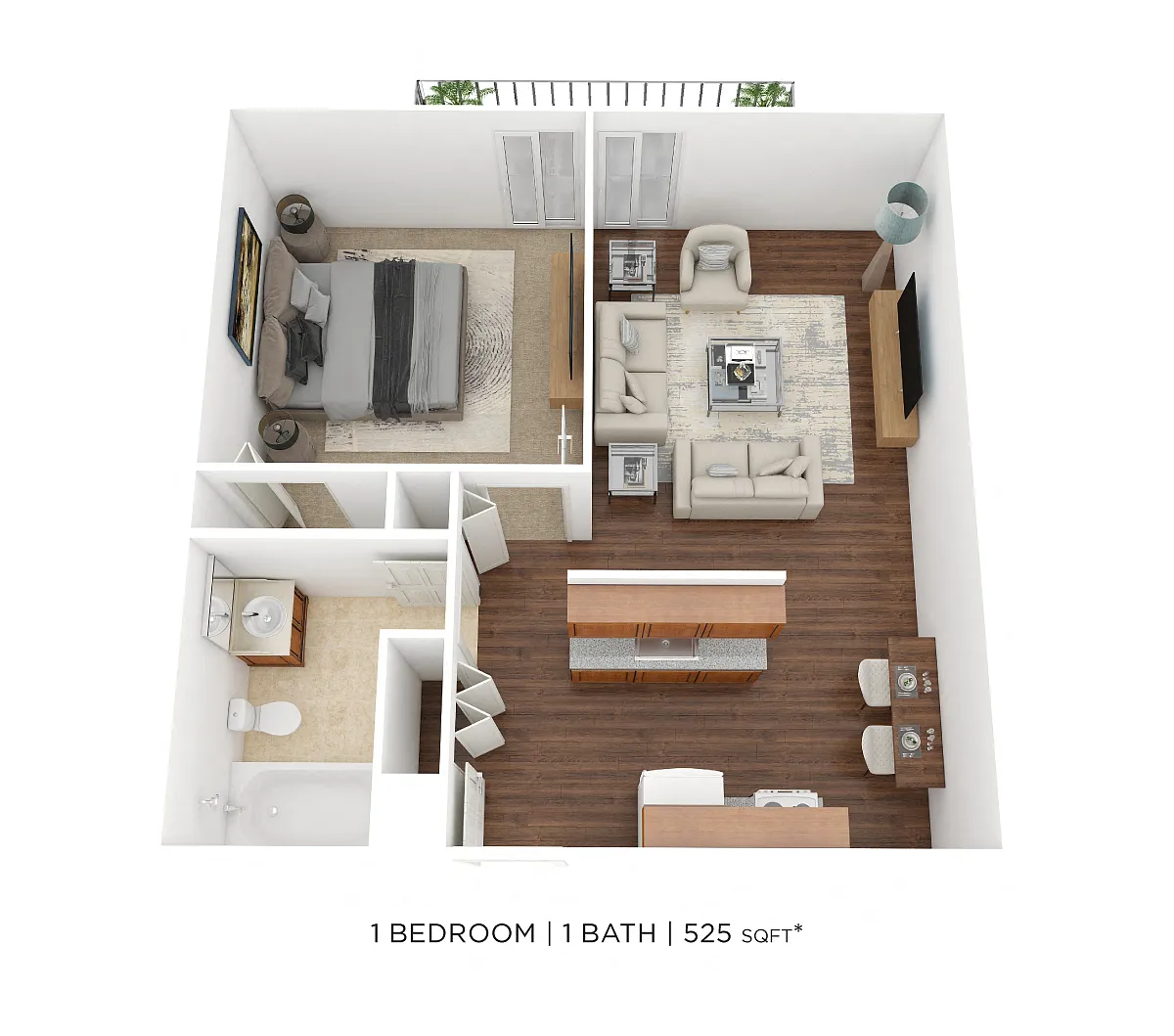 Floor plan One Bedroom 525 sqft