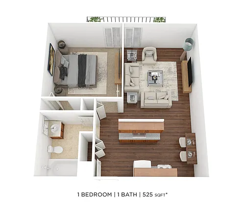 Floor plan One Bedroom 525 sqft