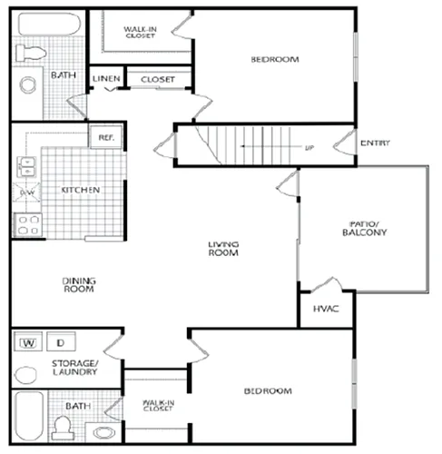 Floor plan 2 Bed - 2 Bath