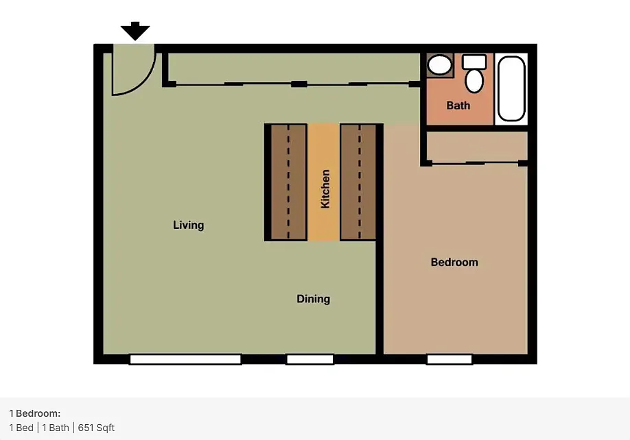 Floor plan Scandia Wood 1 Bedroom