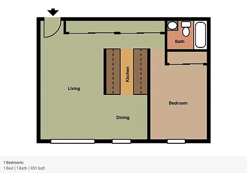 Floor plan Scandia Wood 1 Bedroom