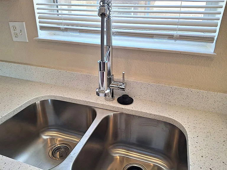 Deep sink with pull-down faucet