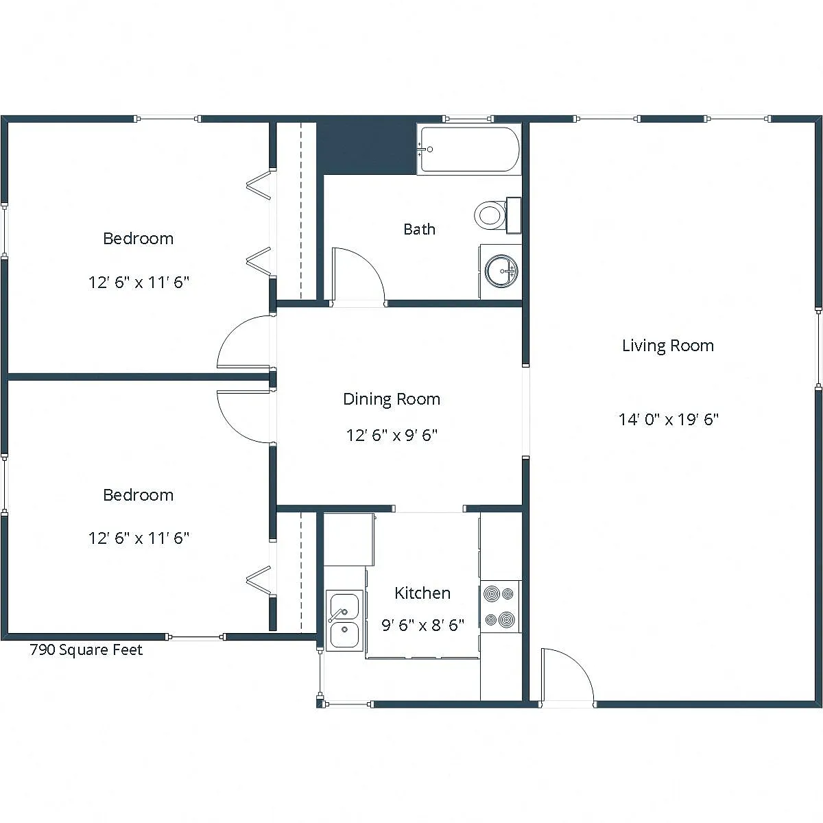 Floor plan Two Bedroom 21A
