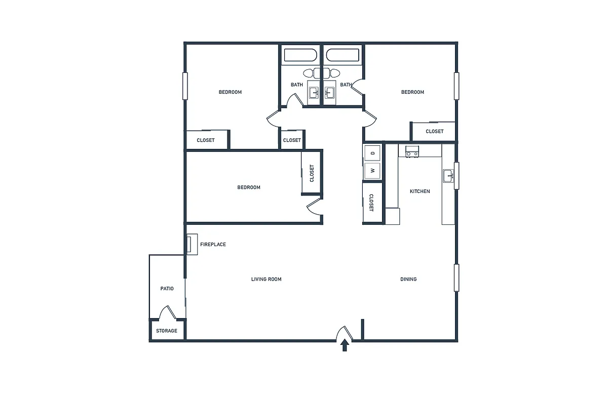 Floor plan 3 Bed 2 Bath B