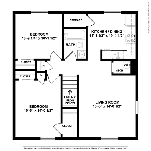 Floor plan 2 Bedroom Garden