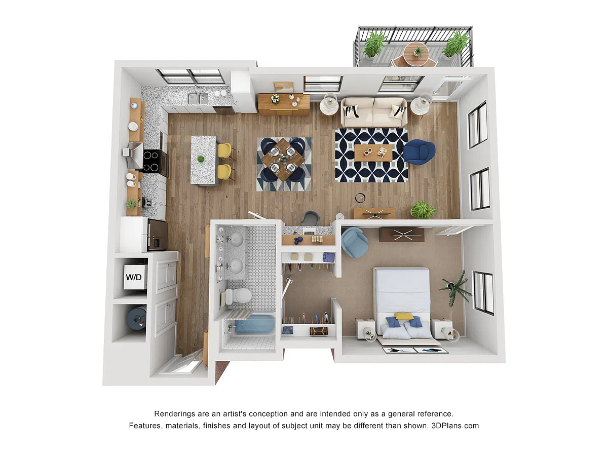 Floor plan 1 Bedroom, 1 Bathroom