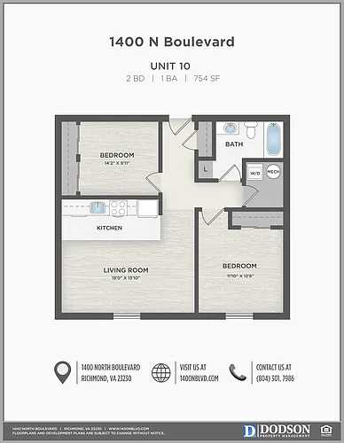Floor plan 2 Bedr, 1 Bath