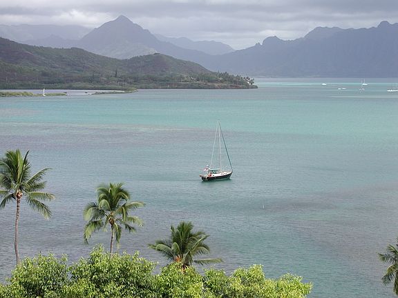 Kaneohe Bay view and fish pond.